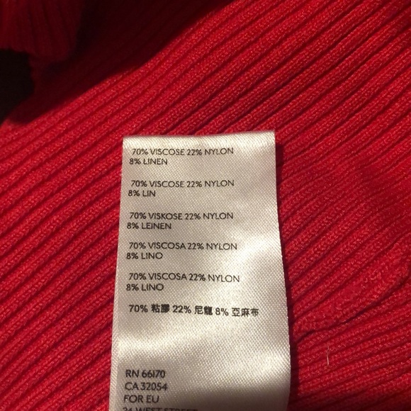 Anthropologie Red Ribbed Mock Neck Midi Dress - Picture 7 of 7